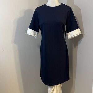 New York & Company Blue Flutter Sleeve Sheath Dress